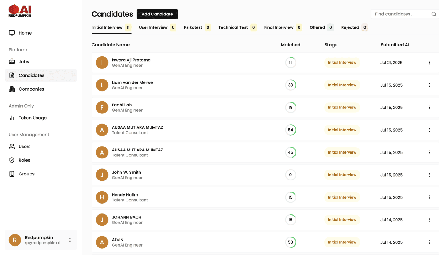 Secure candidate database integrated with GenAI